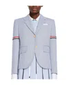 Thom Browne Woman Blazer Navy Blue Size 10 Cotton In Gray