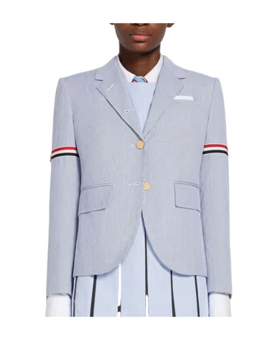 THOM BROWNE THOM BROWNE RWB STRIPED SINGLE-BREASTED TAILORED BLAZER