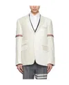 Thom Browne Rwb Stripe Single-breasted Linen Blazer In White