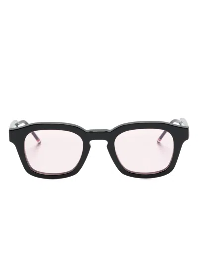 Thom Browne Rwb-stripe Square-frame Sunglasses In 黑色