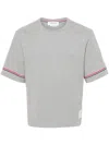 Thom Browne Asymmetric Hem T-shirt Stripe Detail In Grey