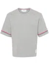 Thom Browne Asymmetric Hem T-shirt Stripe Detail In Grey