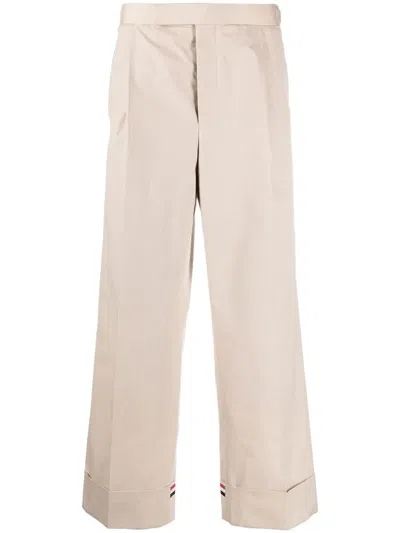 Thom Browne Tailored Cropped Twill Trousers In Nude