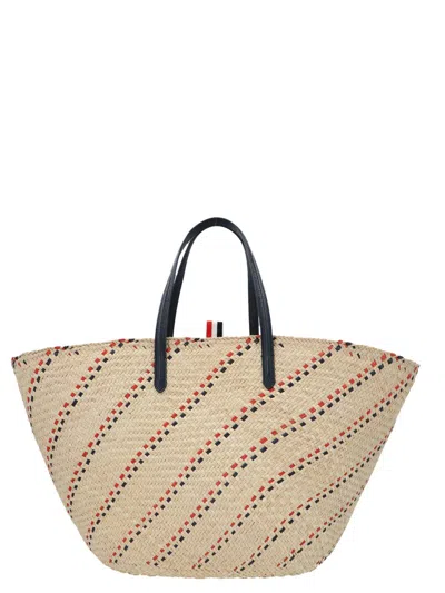 Thom Browne Rwb-stripe Top Handle Bag In Red