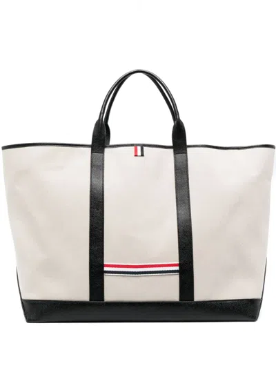Thom Browne Rwb-stripe Tote Bag In Neutrals
