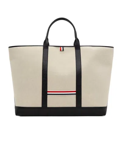 Thom Browne Rwb-stripe Tote Bag In Nude