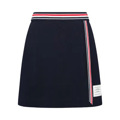 Pre-owned Thom Browne Rwb Stripe Trim Classic Pique Wrap Skirt 'navy' | Blue | Women's Size 40