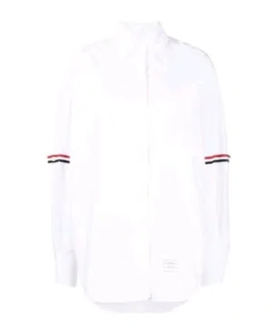 THOM BROWNE RWB STRIPE-TRIM COTTON SHIRT