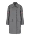 Thom Browne Rwb-stripe Twill Coat In Gray