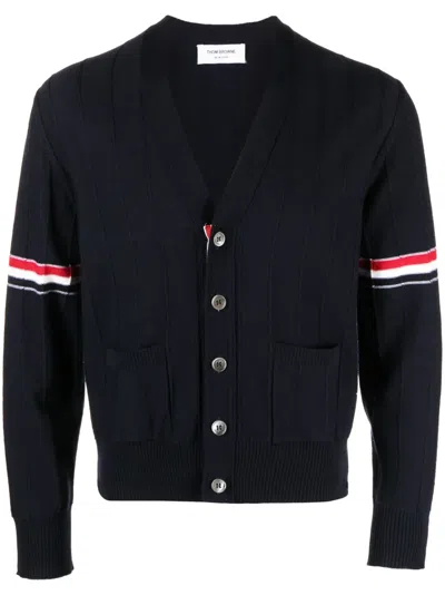 Thom Browne Milano Stitch V-neck Cardigan W Rwb Str Mkc310ay3007 415 In Multi