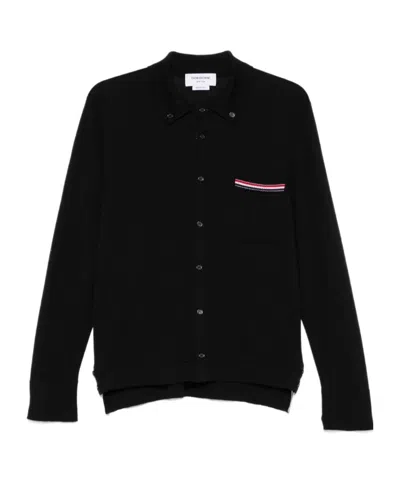 THOM BROWNE RWB-STRIPE VIRGIN WOOL CARDIGAN