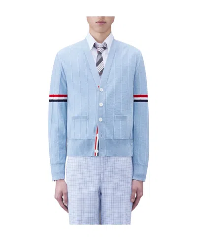 Thom Browne Rwb-stripe Virgin-wool Cardigan In Blue