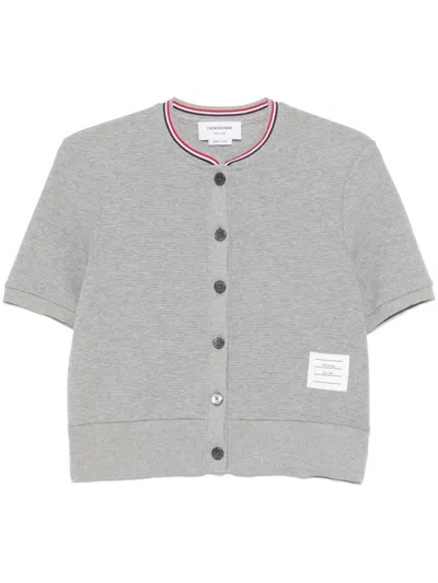 THOM BROWNE RWB-STRIPE WAFFLE-KNIT CARDIGAN