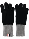 Thom Browne Touch-screen Wool Gloves In Blue