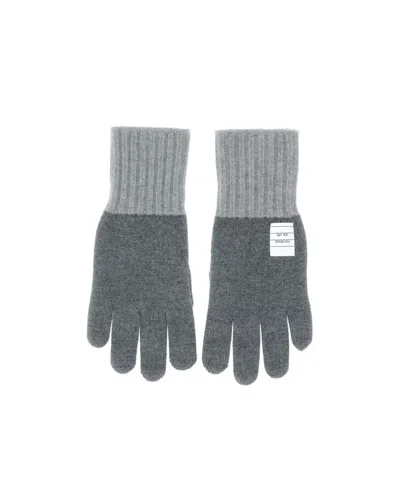 Thom Browne Rwb-stripe Wool Gloves In Gray