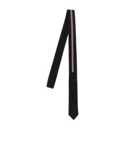 Thom Browne Rwb-stripe Wool Tie In Black