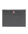 Thom Browne Rwb Stripe Zipped Pouch In Gray