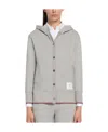 Thom Browne Rwb Striped Button-front Hoodie In Gray