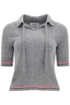 THOM BROWNE THOM BROWNE RWB STRIPED KNITTED POLO SHIRT