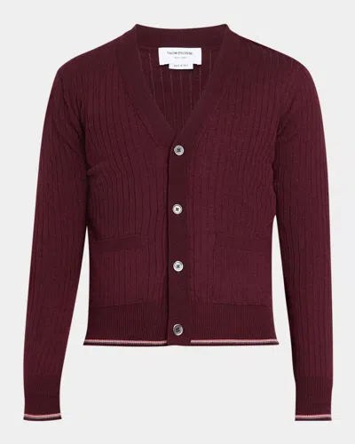 Thom Browne Rwb Striped Merino Wool Cardigan In Animal Print