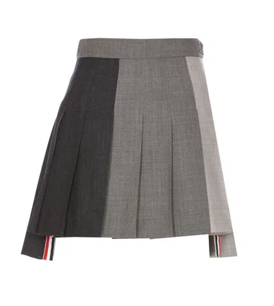 Thom Browne Rwb Striped Pleated Mini Skirt In Multi