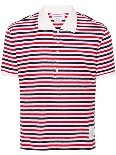 Thom Browne Rwb-striped Polo Shirt In 红色
