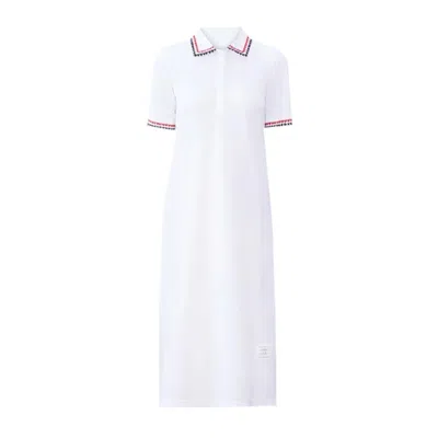 Thom Browne Rwb-trimmed Polo Dress In White