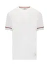 Thom Browne Lightweight Striped Cuff Cotton T-shirt In White