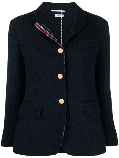 Thom Browne Rwb-striped Tweed Blazer In Blue