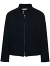 Thom Browne Rwb-striped Tweed Bomber Jacket In Blue