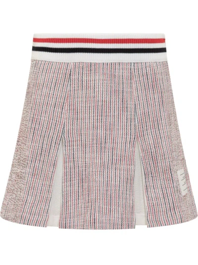 Thom Browne Rwb Striped Tweed Pleated Skirt In Multi