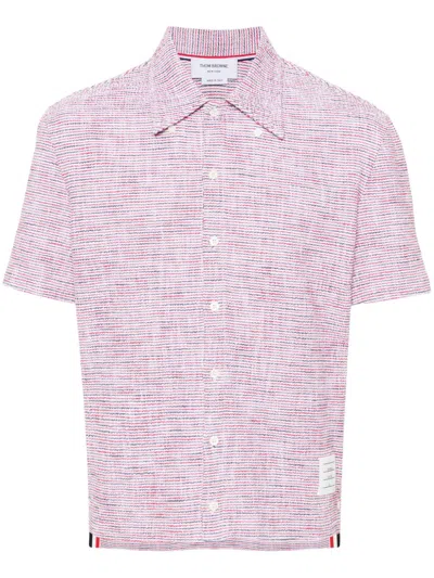 Thom Browne Rwb-striped Tweed Shirt In Pink