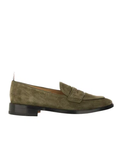 Thom Browne Rwb Striped Varsity Penny Loafers In Green