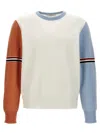Thom Browne Color-block Crew Neck Sweater With Striped Detail In Multicolor