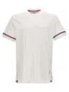 Thom Browne White Crewneck T-shirt With Rwb Detail On Neck And Sleeve In White