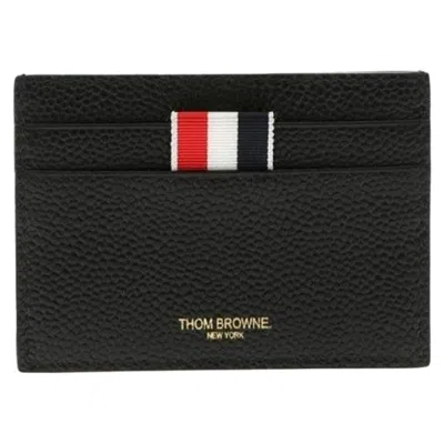 Thom Browne Rwb Tab Double Card Holder In Black