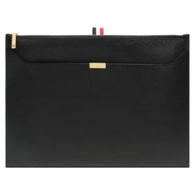 Thom Browne Rwb Tab Double Pocket Clutch Medium In Black