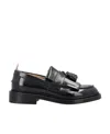 Thom Browne Shiny Round Toe Loafers With Tassel Detail In Black