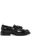 Thom Browne Shiny Round Toe Loafers With Tassel Detail In Black