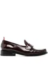 Thom Browne Rwb-tab Leather Penny Loafers In 红色