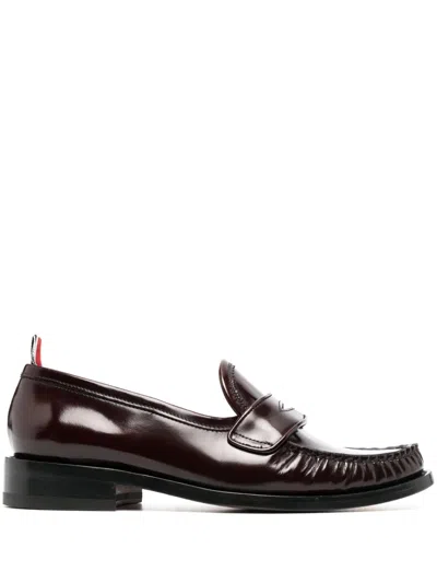 Thom Browne Rwb-tab Leather Penny Loafers In 红色