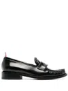 Thom Browne Rwb-tab Leather Penny Loafers In Black