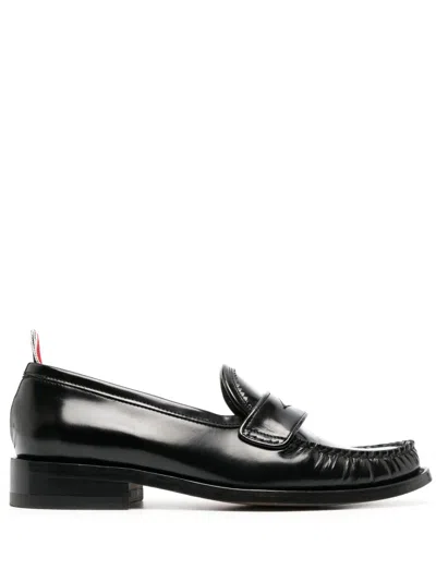THOM BROWNE RWB-TAB LEATHER PENNY LOAFERS