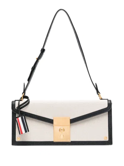 Thom Browne Rwb-tag Canvas Shoulder Bag In Neutrals