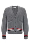 Thom Browne Striped V-neck Cardigan Front Pockets In Brown