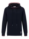 Thom Browne Oversized Hoodie Pullover With Rwb Tipping Stripe In Chunky Loopback In Blue