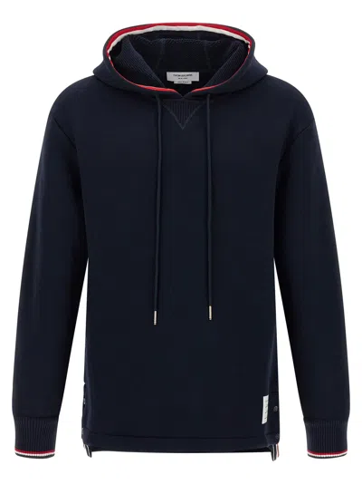 THOM BROWNE RWB TAPE HOODIE SWEATSHIRT BLUE