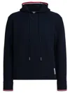 Thom Browne Oversized Hoodie Pullover With Rwb Tipping Stripe In Chunky Loopback Clothing In Blue