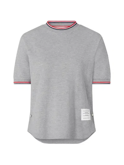 Thom Browne Rwb Tipping Pique T-shirt In Gray