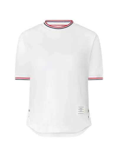Thom Browne Rwb Tipping Pique T-shirt In Burgundy